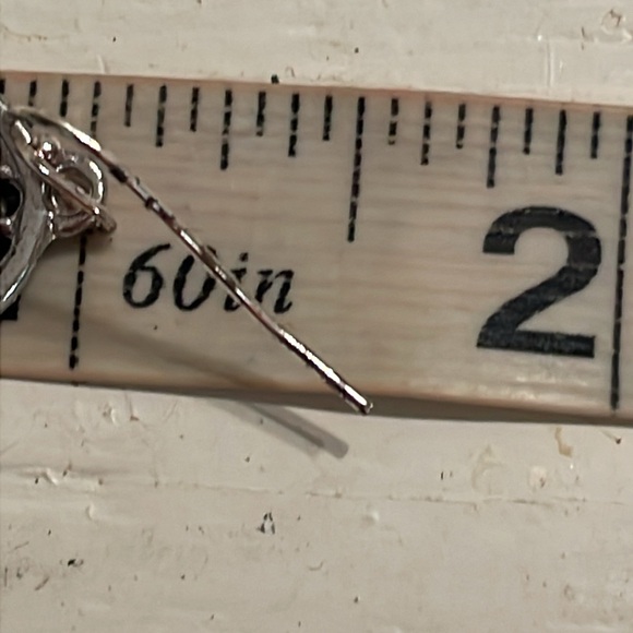 1.5” Vintage silver plated open hoop moonstone dangle French wire earrings - Picture 10 of 11